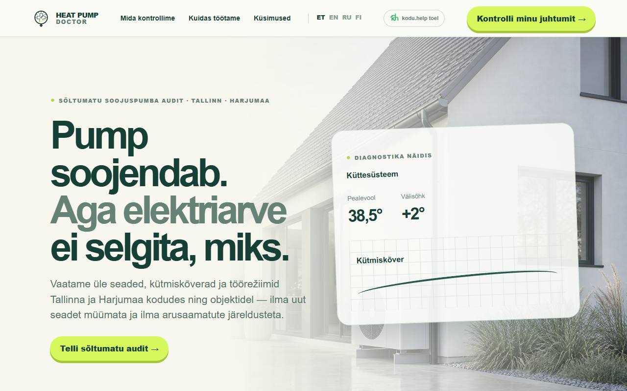 Landing page for one service