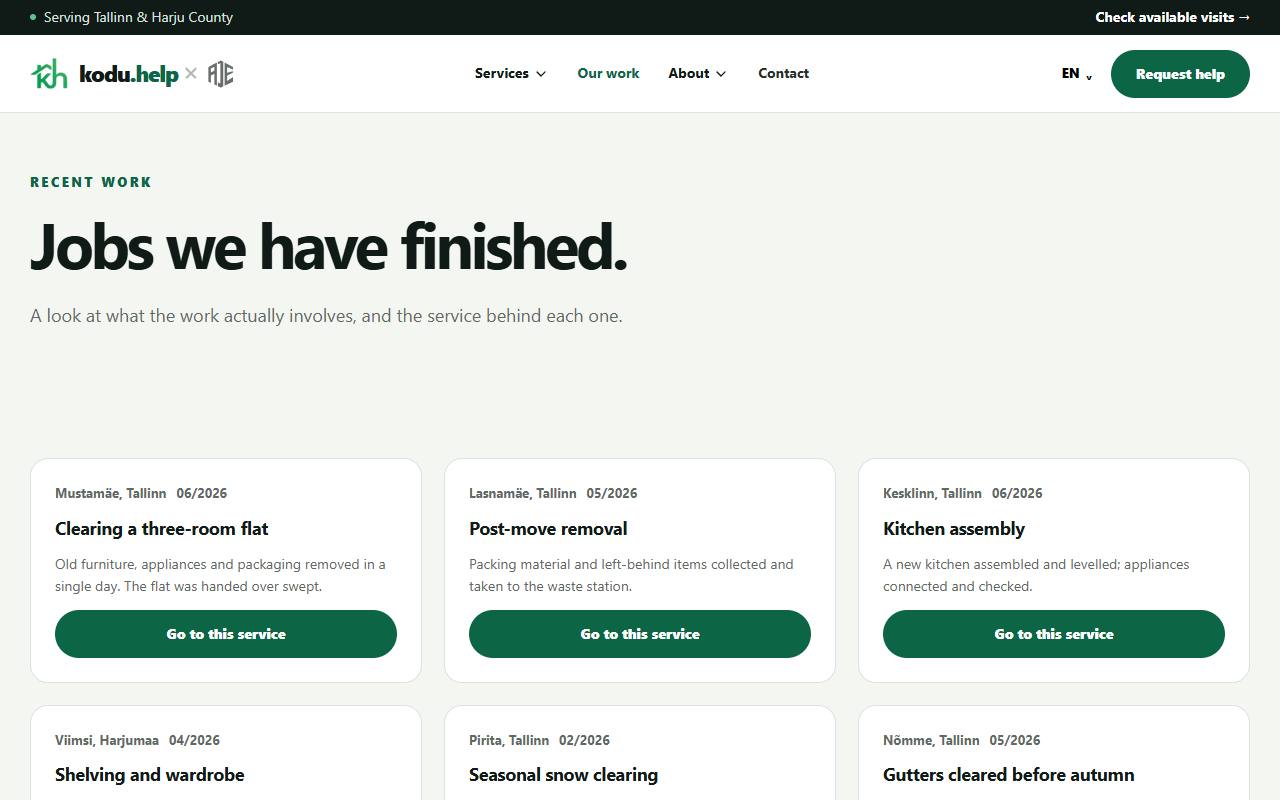 Completed work
